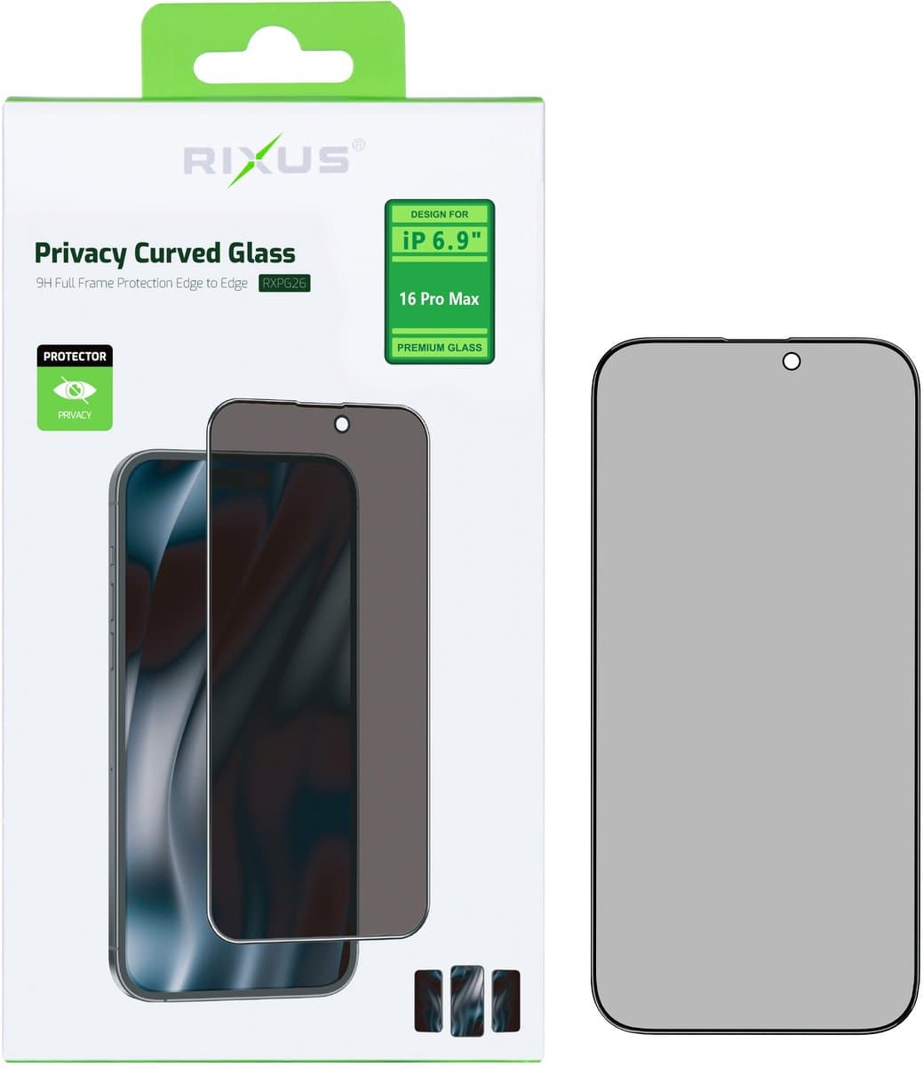Rixus Película de vidro Anti-Espião – iPhone 16 Pro Max