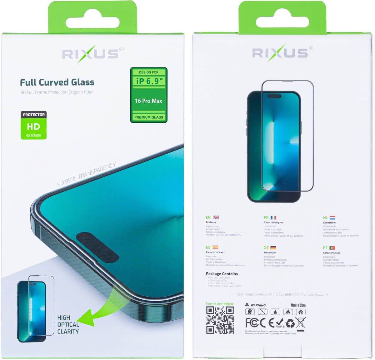 Rixus Película de vidro – iPhone 16 Pro Max