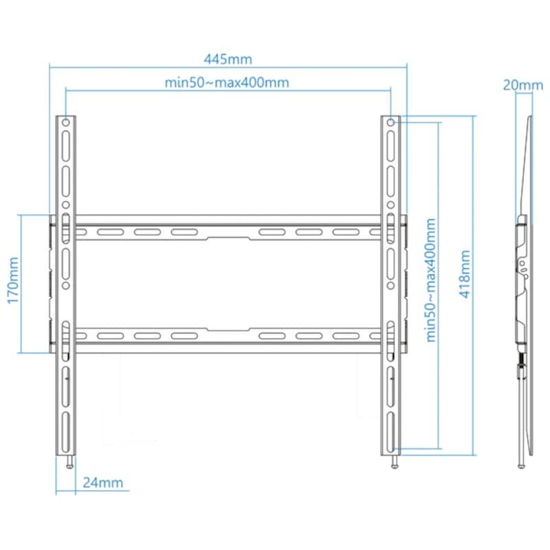 TooQ LP1070F-B Fixo 70″ VESA 400×400 mm – Suporte para TV