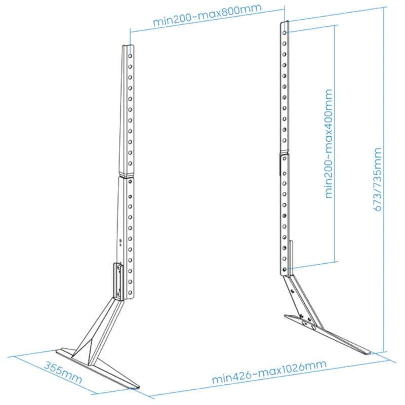 TooQ DB2375F-B Fixo 23”-75” VESA 800×400 mm – Suporte de mesa para TV