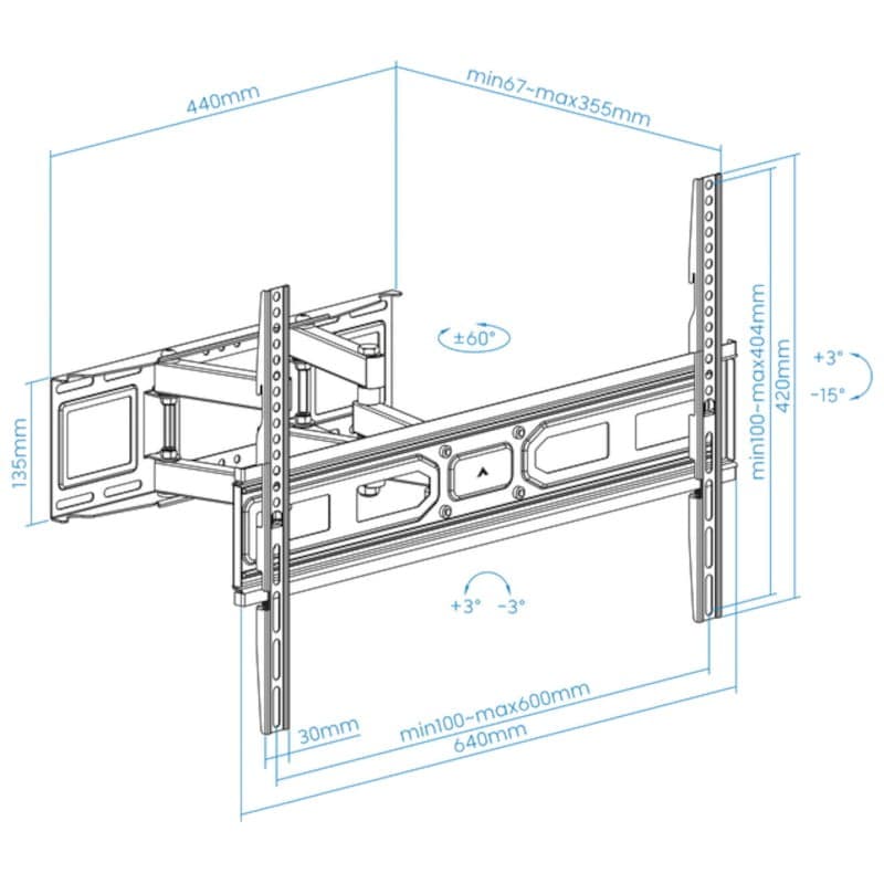 TooQ LP7866TN-B giratório e inclinável 37”- 80” VESA 600×400 mm – Suporte para TV