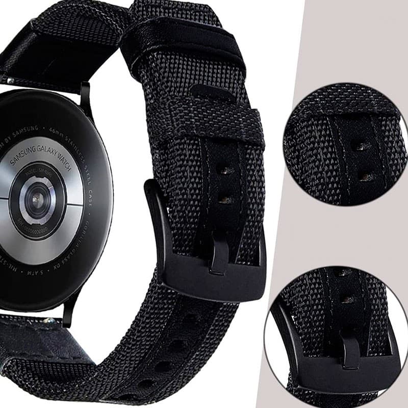 Pulseira Universal Nylon Ajustável 22mm Cáqui para Smartwatch Xiaomi/Amazfit/Samsung/Huawei/Realme/Ticwatch