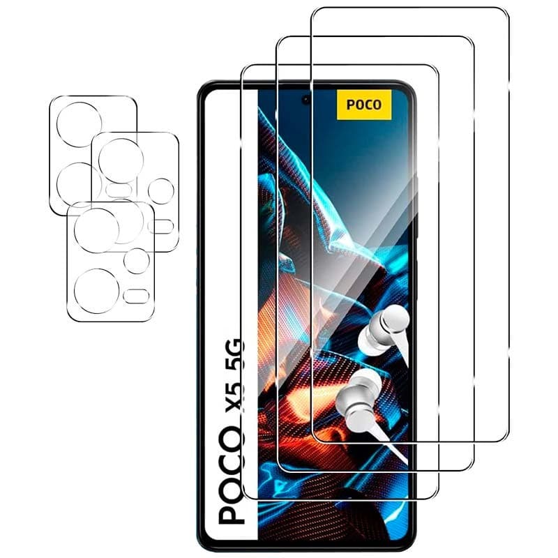 Pack de Acessórios Xiaomi Poco X5 com 3 Película de Ecrã + 3 Película de vidro para Câmara