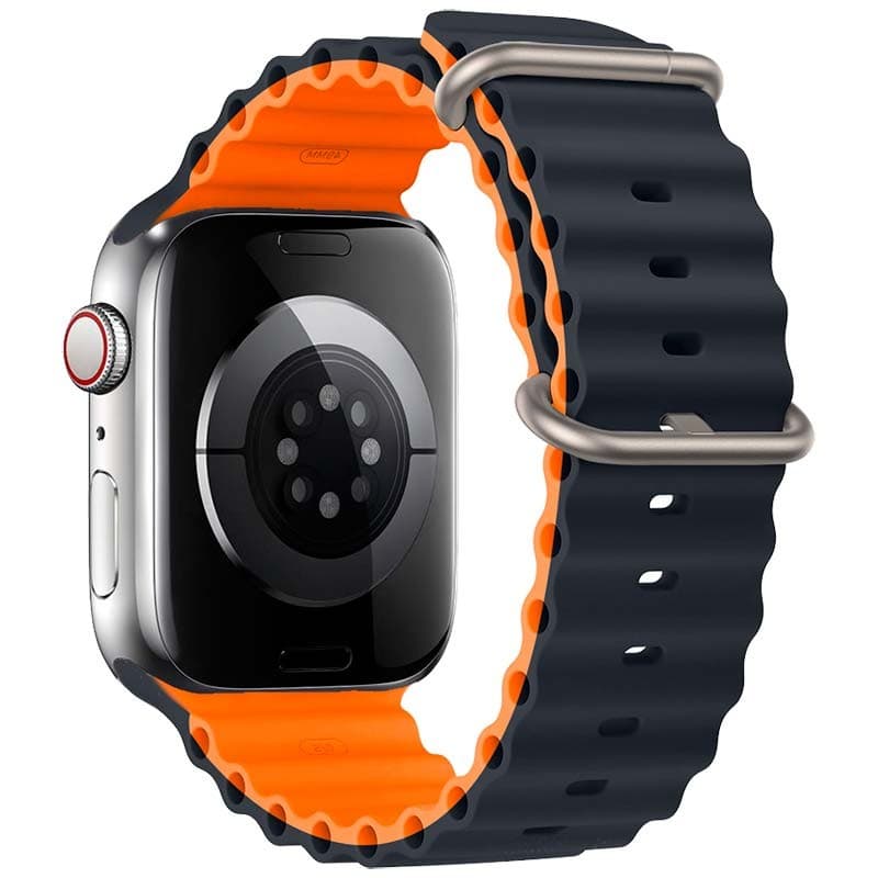 Pulseira Apple Watch 42/44/45/49mm Wave Midnight+Laranja