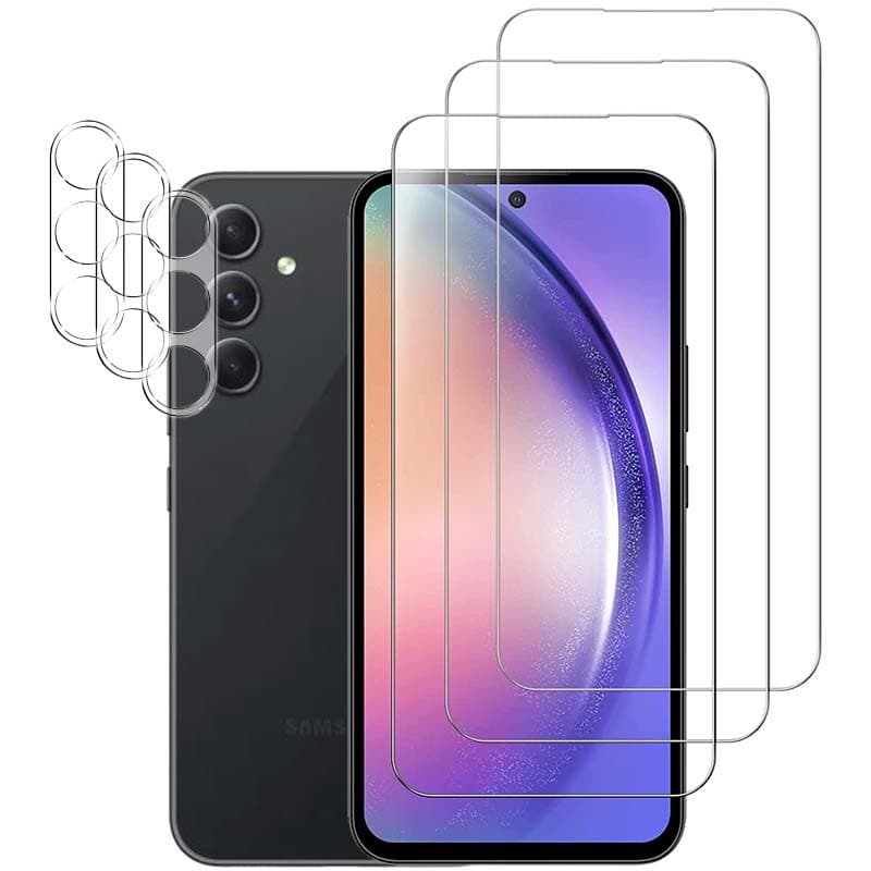 Pack de Acessórios Samsung Galaxy A54 5G com 3 Película de Ecrã + 3 Película de vidro para Câmara