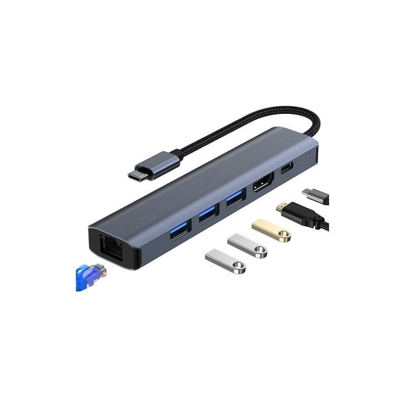Hub 2210 6 em 1 USB Tipo C para USB 3.2/HDMI/USB Tipo C