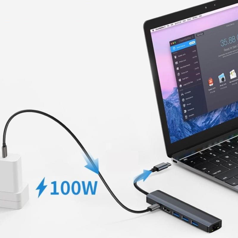 Hub 2210 6 em 1 USB Tipo C para USB 3.2/HDMI/USB Tipo C