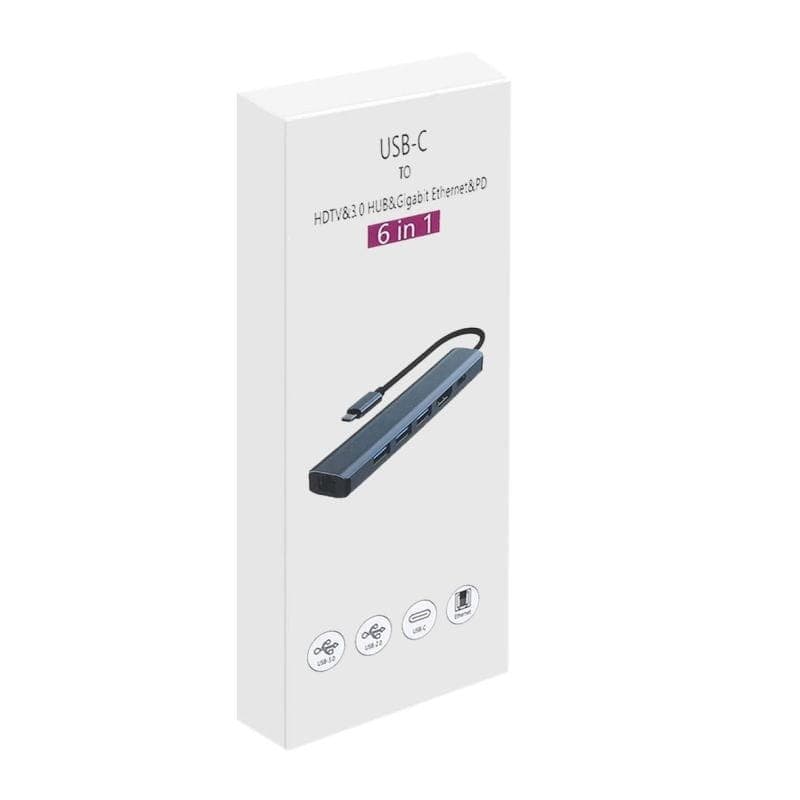 Hub 2210 6 em 1 USB Tipo C para USB 3.2/HDMI/USB Tipo C