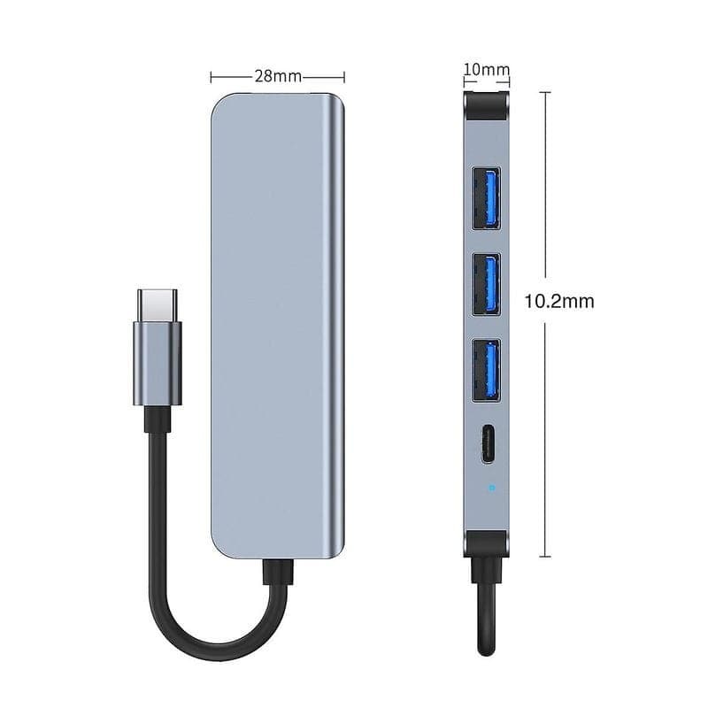 Hub USB 2301T 5 em 1 USB Tipo C+USB 3.0