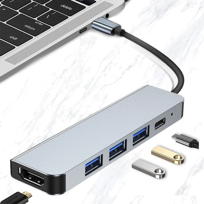 Hub USB BYL 2008 5 em 1 USB Tipo-C/HDMI+USB 3.0+USB 2.0+USB Tipo C