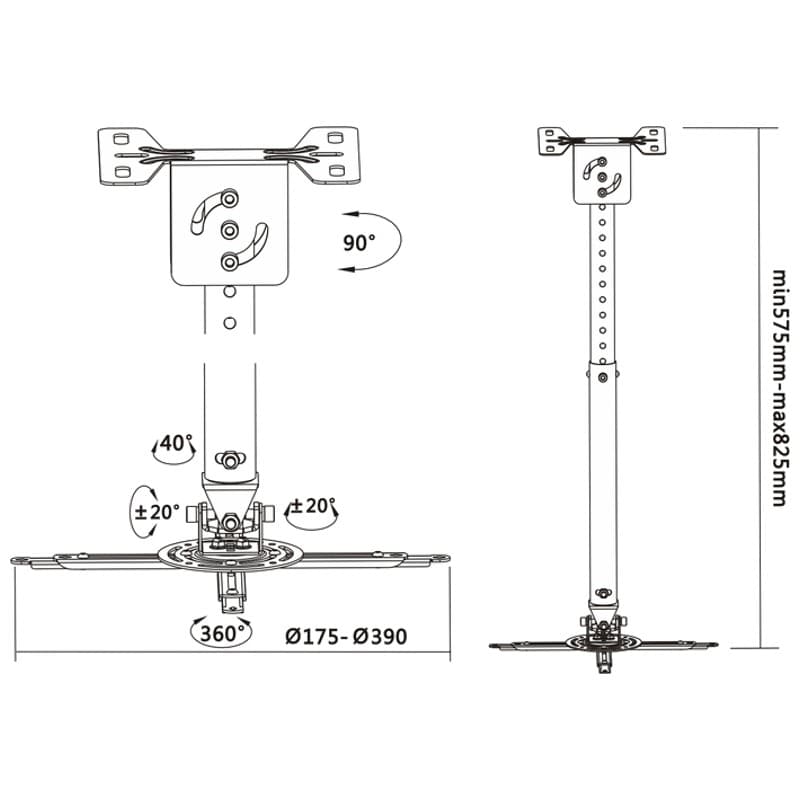 Aisens CP02TSRE-051 Suporte para projector Teto