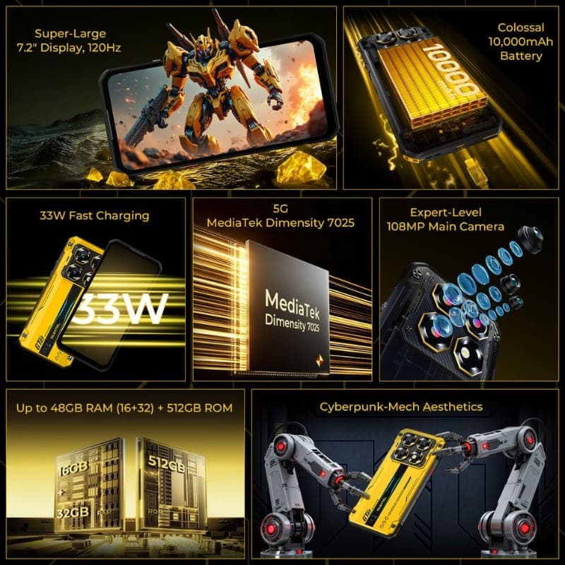 Oukitel WP60 5G 8GB/256GB Amarelo Rugged