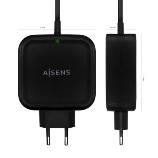 Aisens ASCH-1PD65WL-BK Carregador de parede 1x USB tipo C 65W preto