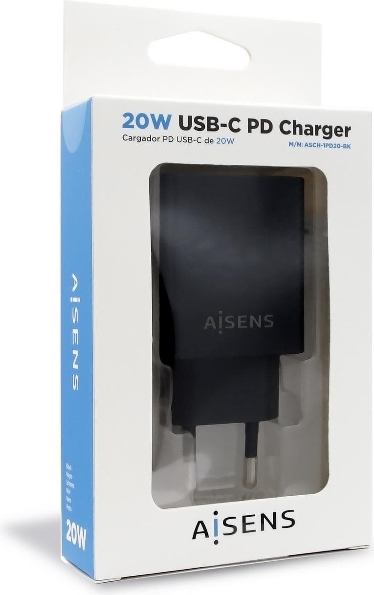 Aisens CARGADOR 20W USB-C PD3.0 RETAIL 1xUSB-C 20W NEGRO