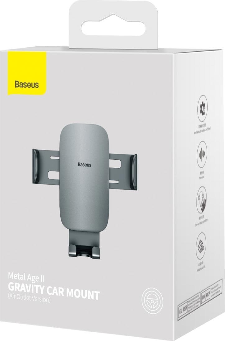 Baseus Metal Age II Gravitational Car Holder on ventilation grid (gray)