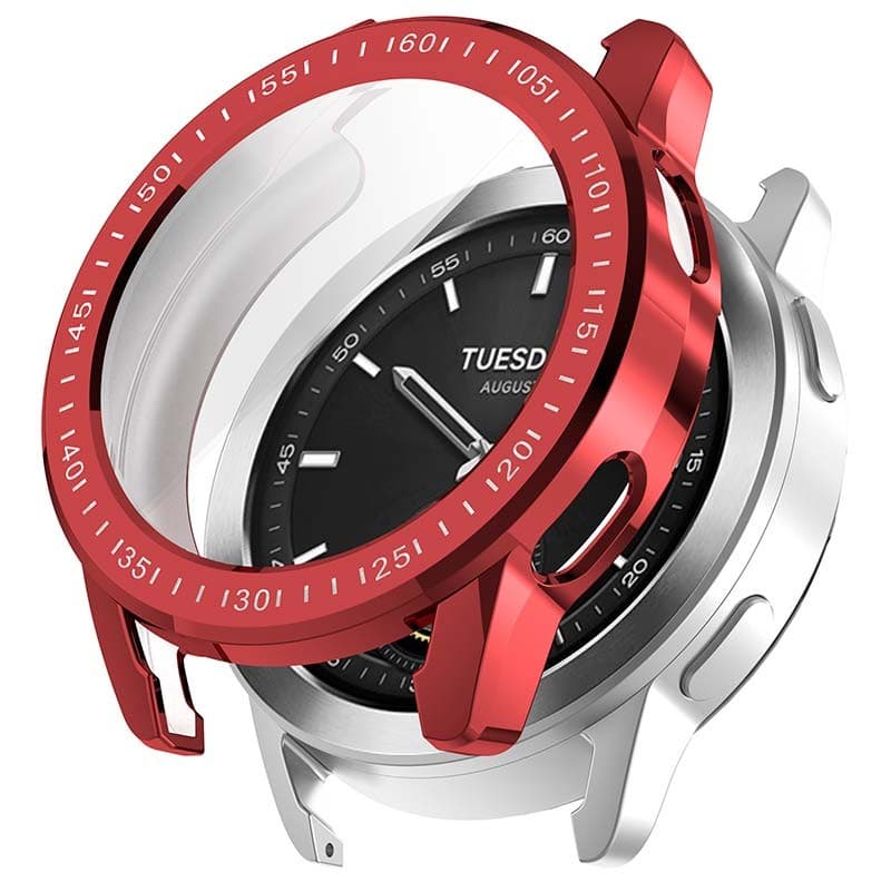 Capa Cromado + TPU Xiaomi Watch S3 Vermelho