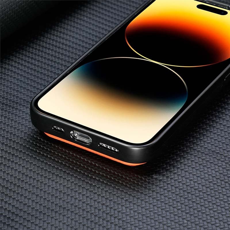 Capa Wallet Apple iPhone 15 Laranja com MagSafe e Carteira