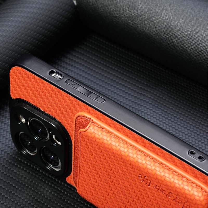 Capa Wallet Apple iPhone 15 Laranja com MagSafe e Carteira