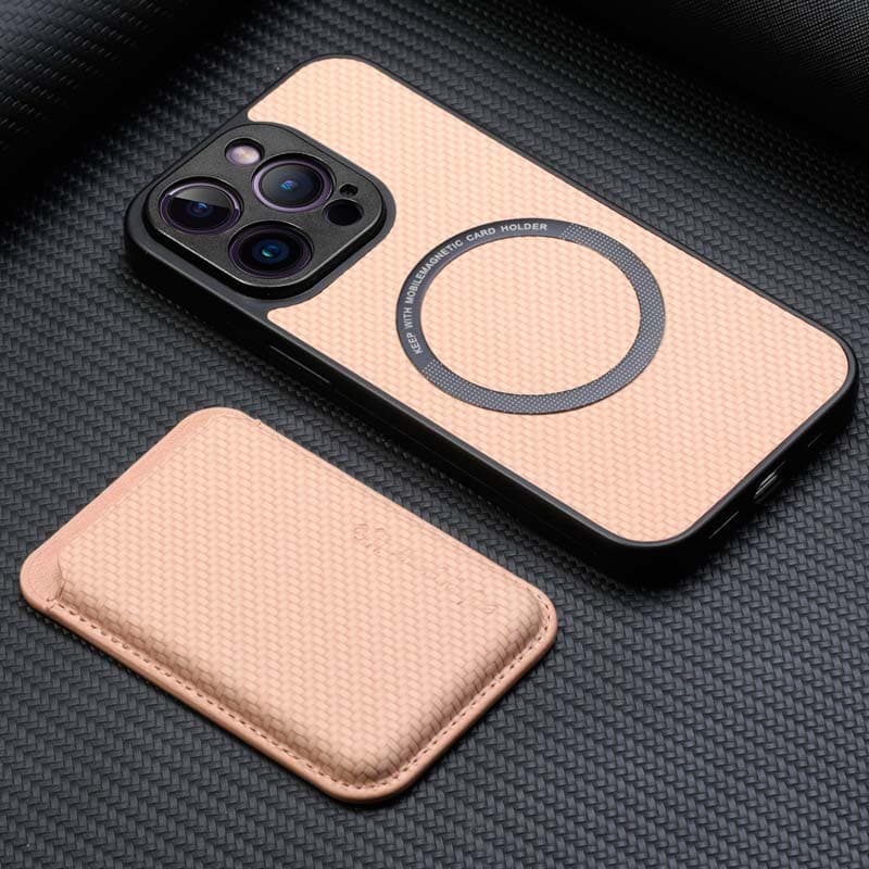 Capa Wallet Apple iPhone 15 Pro Bege com MagSafe e Carteira