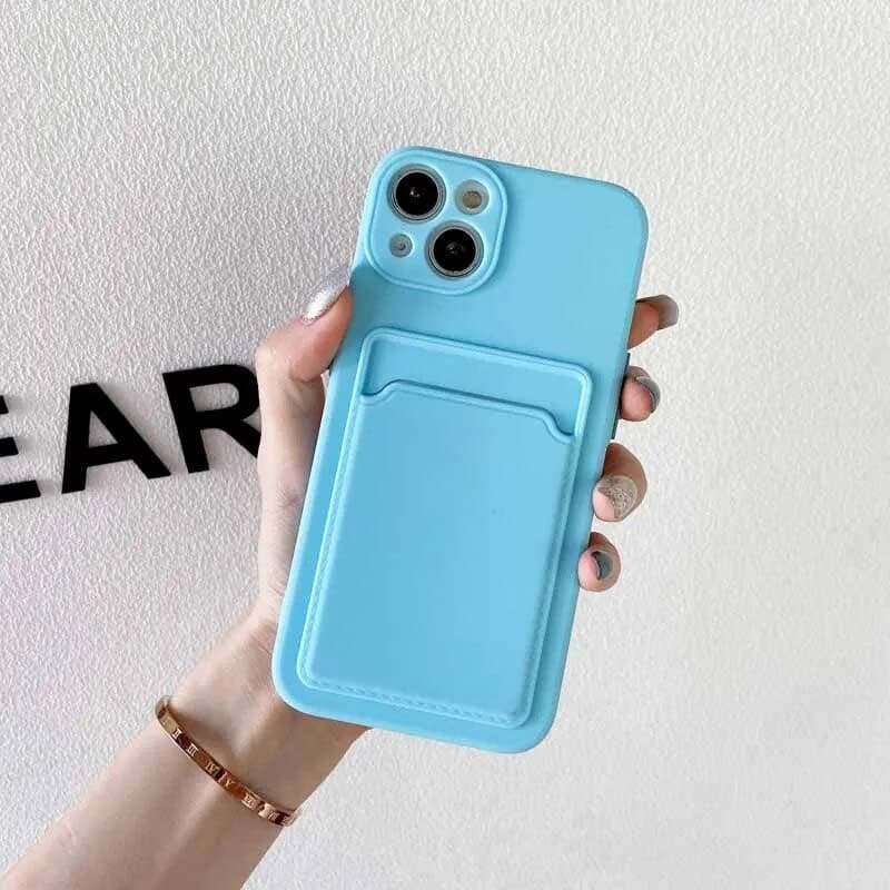 Capa de silicone Apple iPhone 13 Azul Claro com Carteira