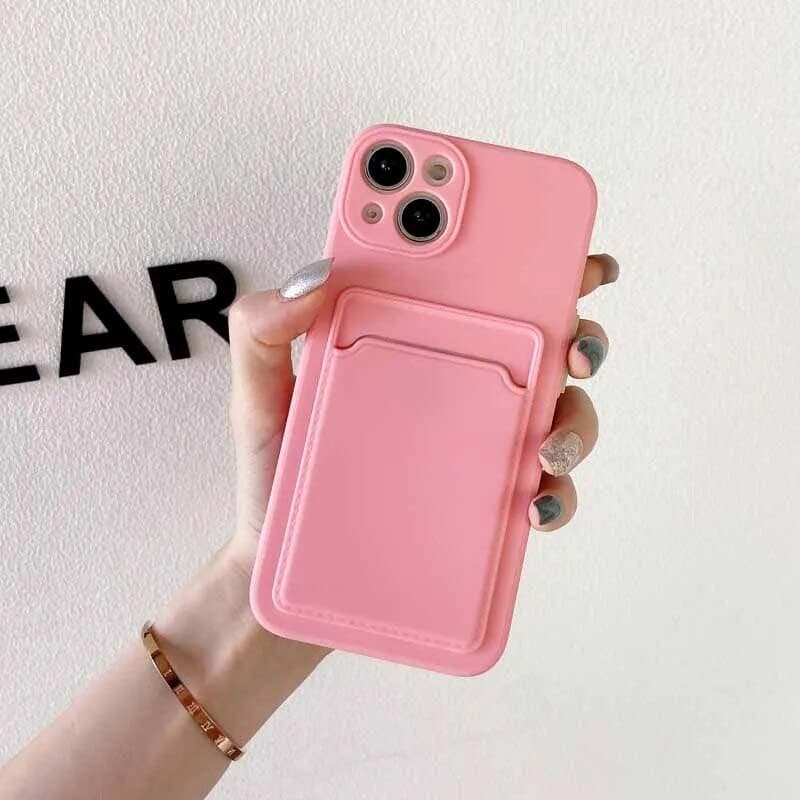 Capa de silicone Apple iPhone 13 Rosa com Carteira