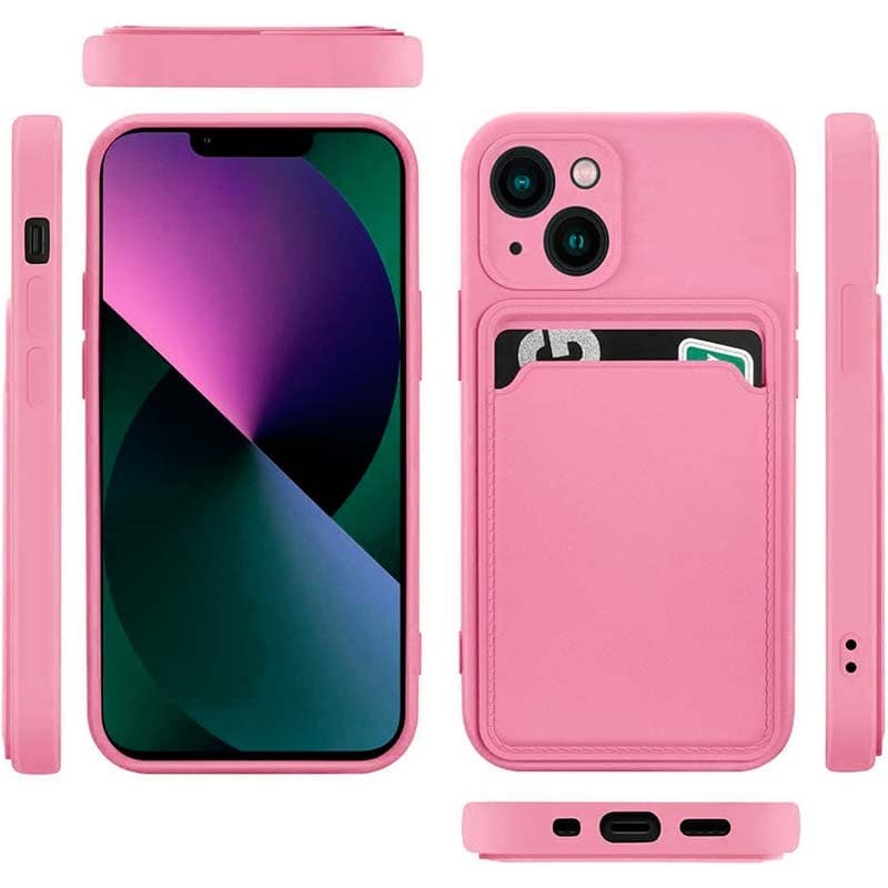 Capa de silicone Apple iPhone 14 Rosa com Carteira