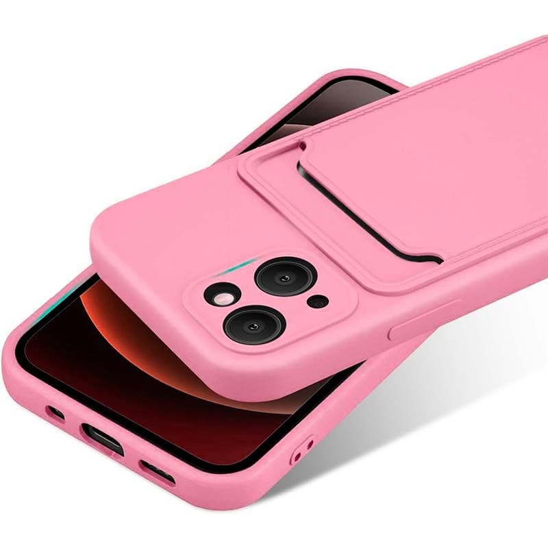 Capa de silicone Apple iPhone 14 Rosa com Carteira