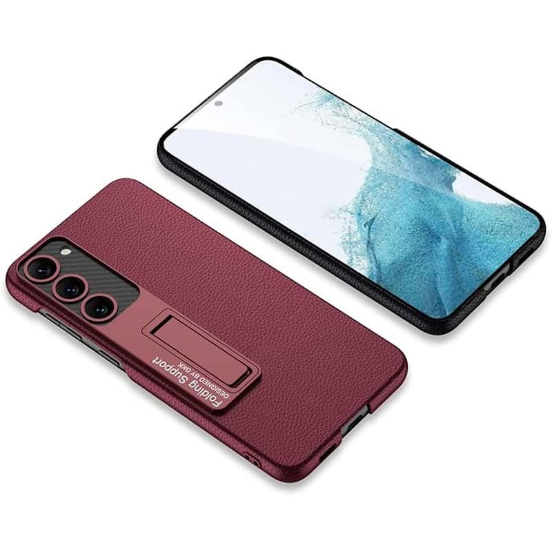Capa em pele sintética Samsung Galaxy S23 com Suporte Borgonha