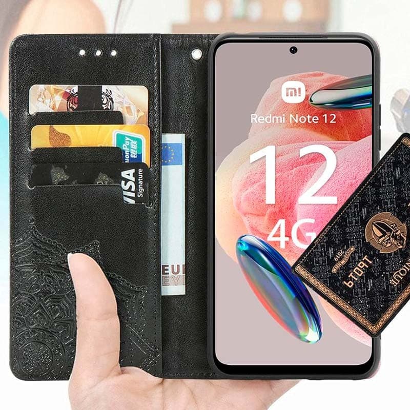 Capa livro Mandala Xiaomi Redmi Note 12 4G Preto