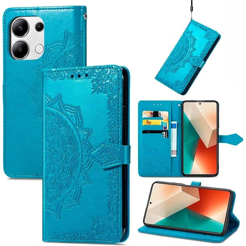Capa livro Mandala Xiaomi Redmi Note 13 4G Azul