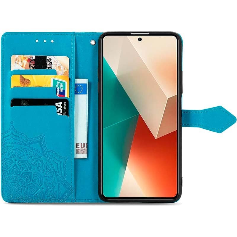 Capa livro Mandala Xiaomi Redmi Note 13 4G Azul