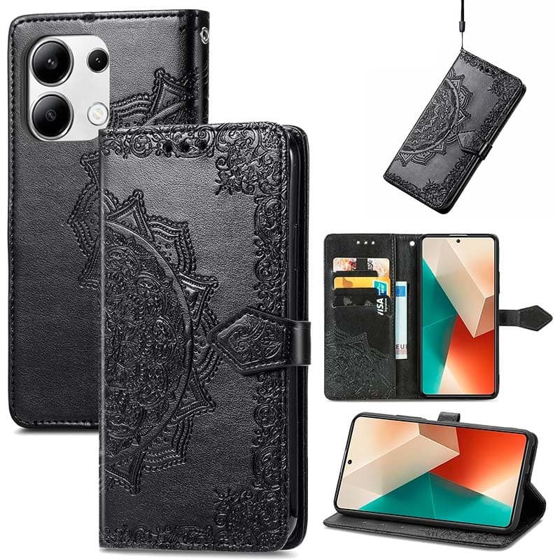 Capa livro Mandala Xiaomi Redmi Note 13 4G Preto