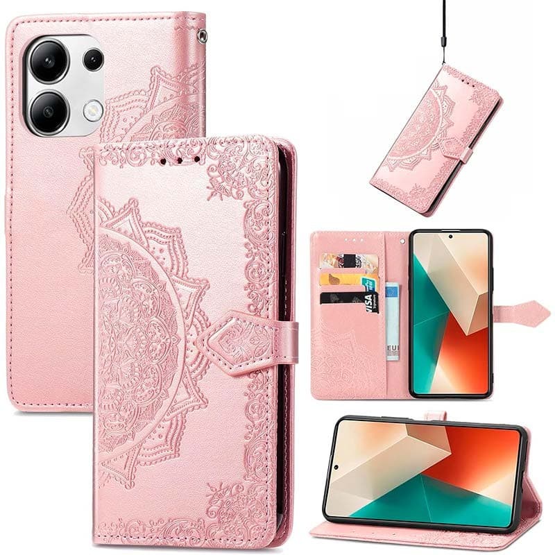 Capa livro Mandala Xiaomi Redmi Note 13 4G Rosa