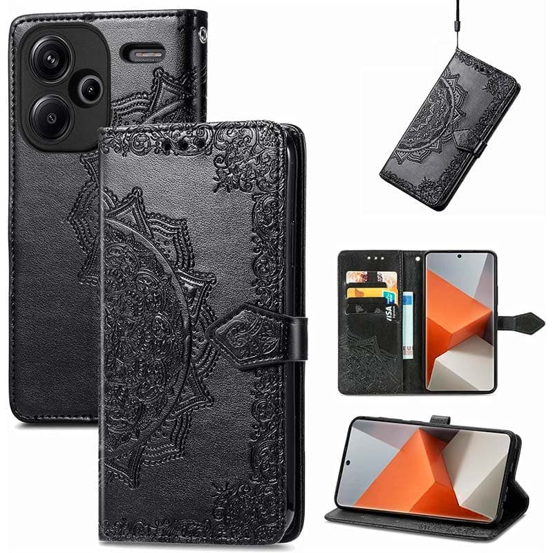 Capa livro Mandala Xiaomi Redmi Note 13 Pro+ 5G Preto