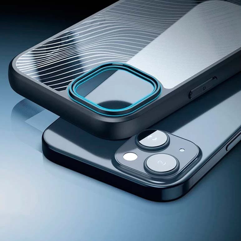 Capa rígida Anti-Scratch Shell iPhone 15 Plus Preto+Transparente