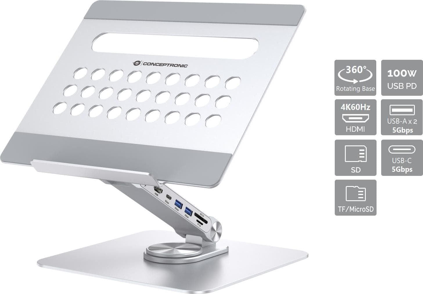Conceptronic Tablet holder incl. 7-in-1 docking station si
