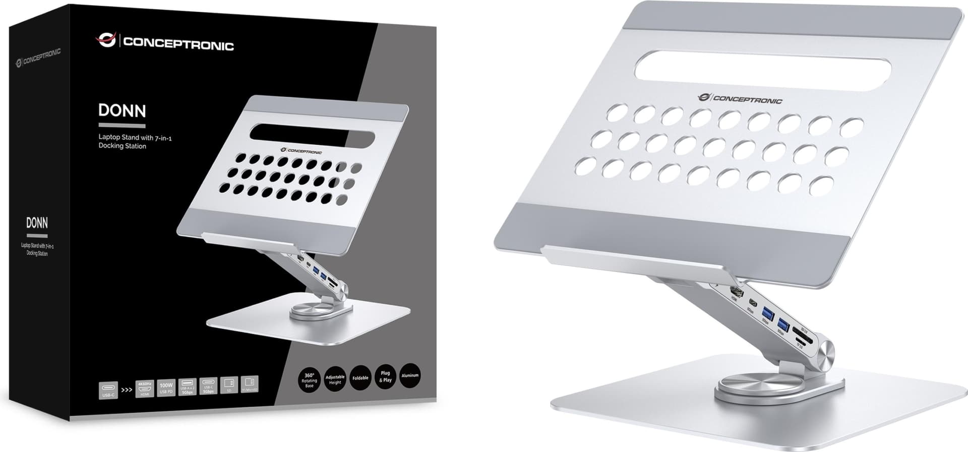Conceptronic Tablet holder incl. 7-in-1 docking station si