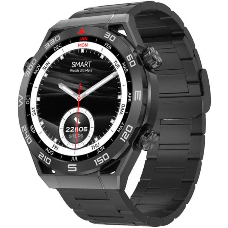 DT NO.1 Ultra Mate Preto com Bracelete Metálica Preta - Smartwatch