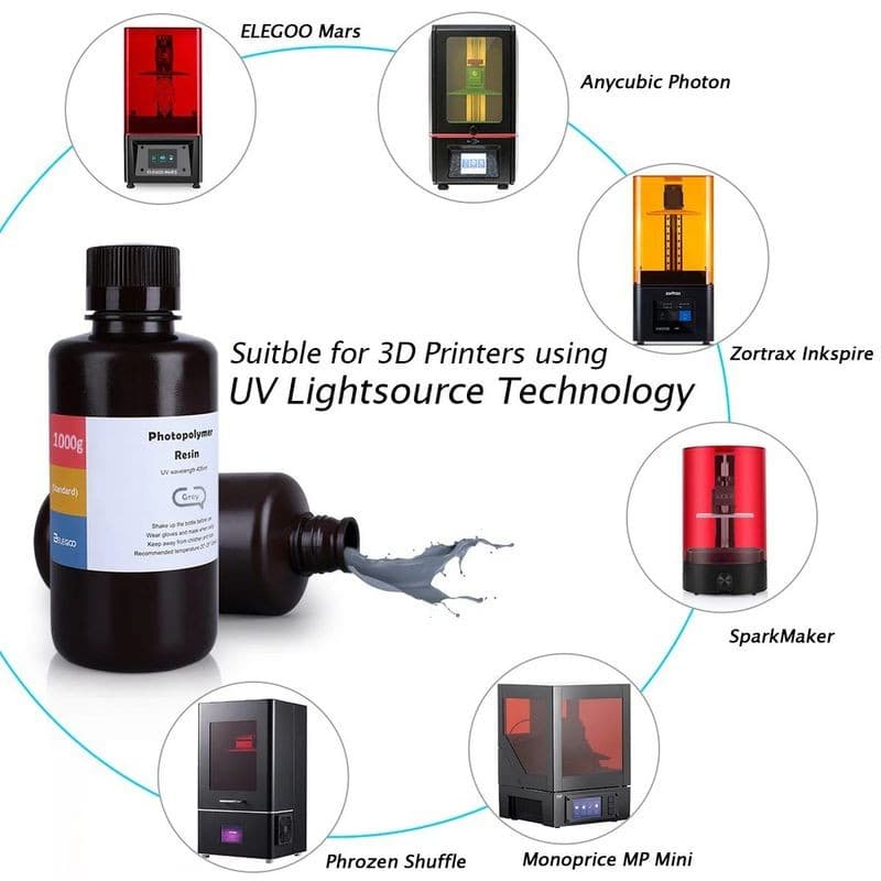 ELEGOO Resina ABS cor branca para impressoras 3D de resina LCD - 1KG
