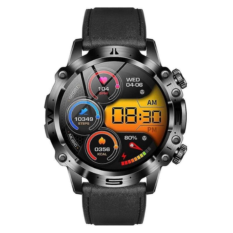 ET580 Preto Pulseira de Couro - Relógio Inteligente
