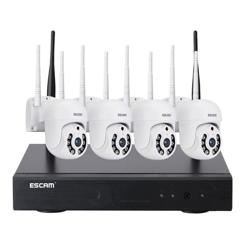 Escam WNK714 Kit de videovigilância IP 3MP Wifi 4 Câmaras Branco