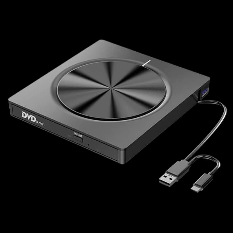Gravador de CD/DVD externo 8 em 1 com USB-C/A/MicroSD