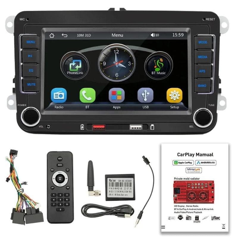 F9070C Bluetooth/Carplay/USB Preto - Rádio Automóvel 2 DIN