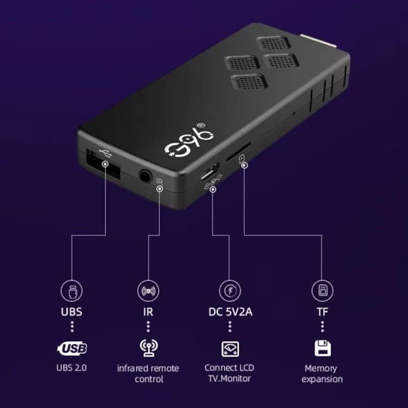 G96 Stick 4K H313 2GB/8GB Controlo por Voz Android 13 Preto - Android TV