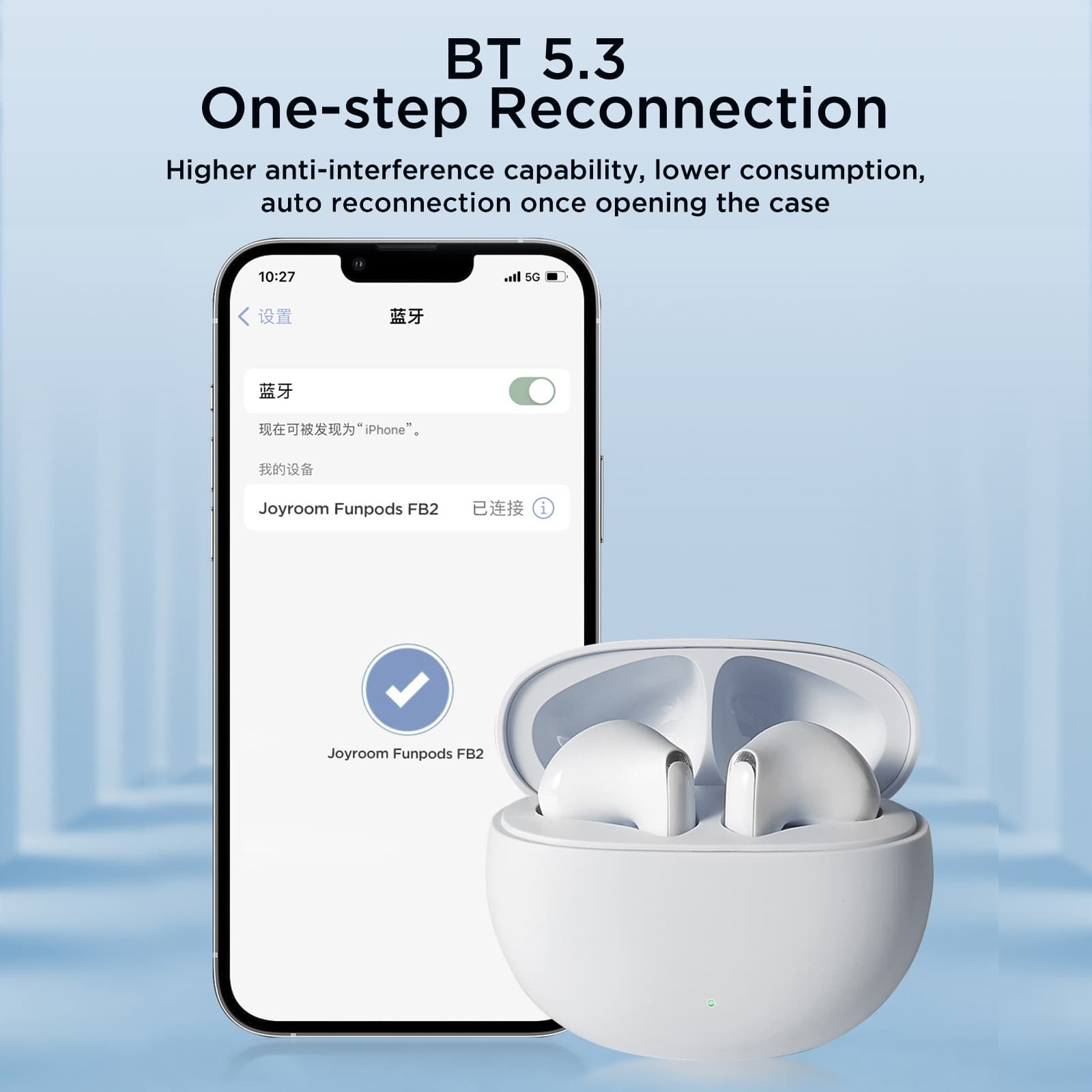 Joyroom Funpods Series JR-FB2 Half in-ear Wireless Headphones - White