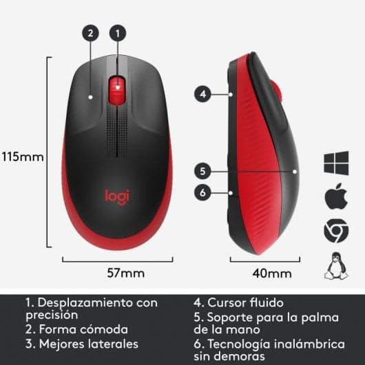 Logitech M190 Rato Sem Fios 1000DPI Vermelho