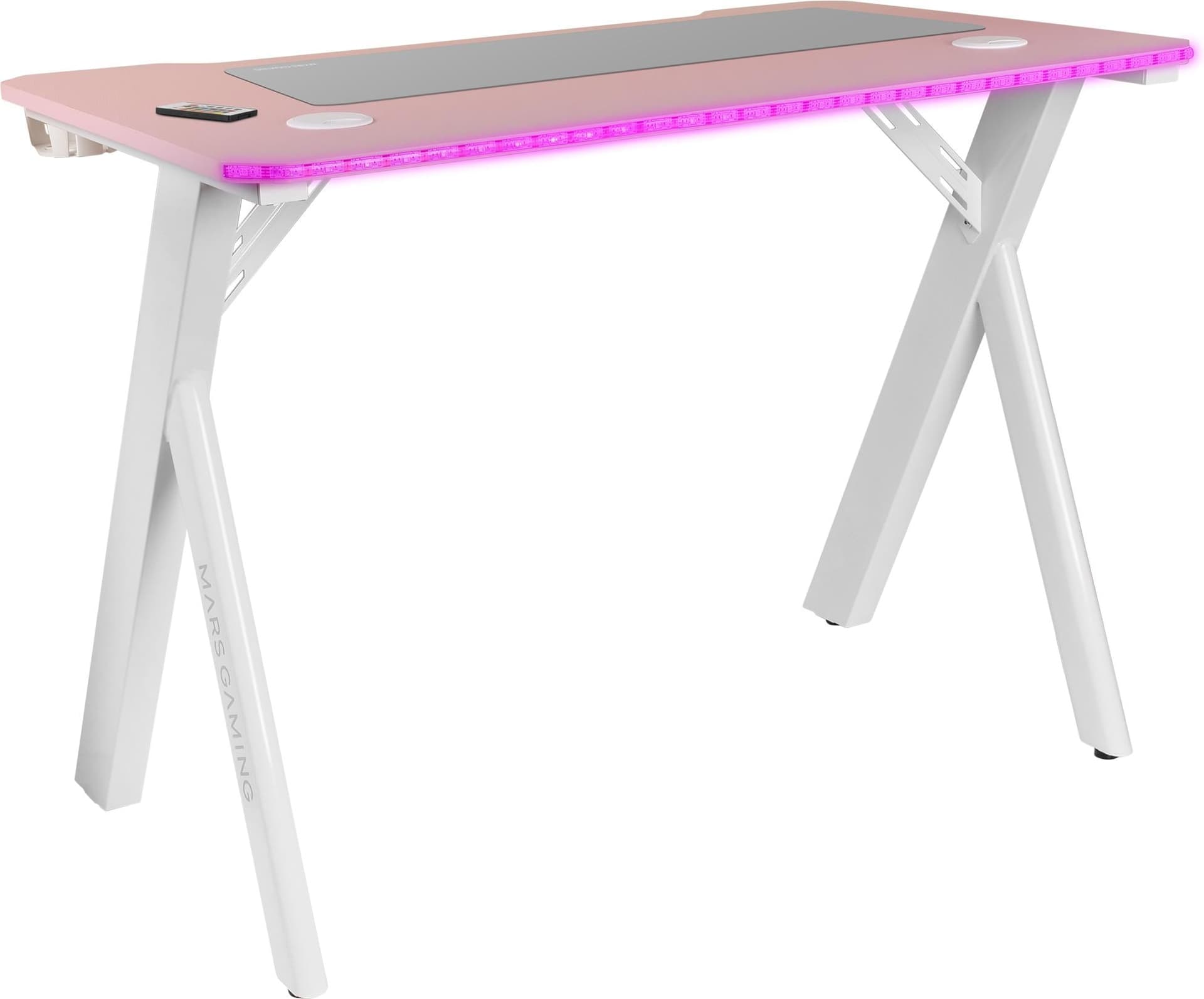Mars Gaming Bureau Gamer Mgd100 RGB (Rose/Blanc)