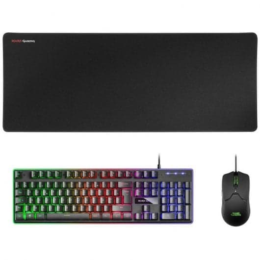 Mars Gaming MCPX Combo Gaming Teclado Francês Rato Tapete XXL Pretos