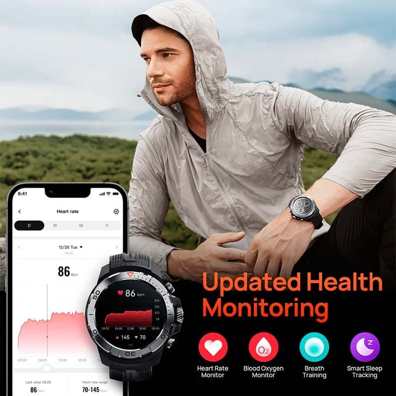 Mibro GS Explorer Preto - Smartwatch com GPS e NFC