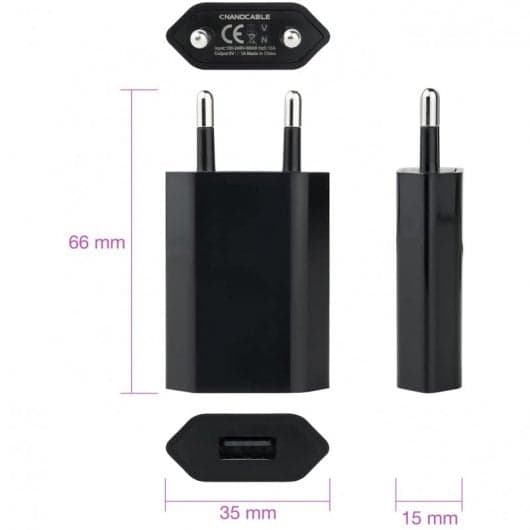 Nanocable Carregador USB 5W Preto
